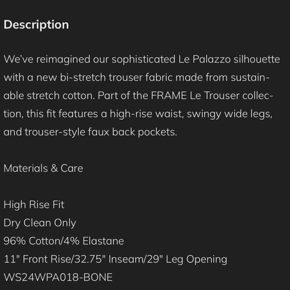 Frame Bone White Cream High Rise Le Crop Palazzo Wide Leg Pants Size 2 - Picture 6 of 6